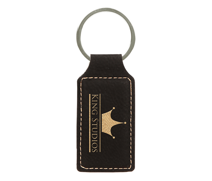 Keychain Rectangle 70x30mm black/gold