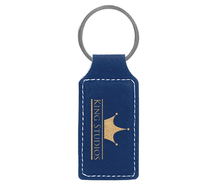 Schlüsselanhänger 70x30mm blau/gold